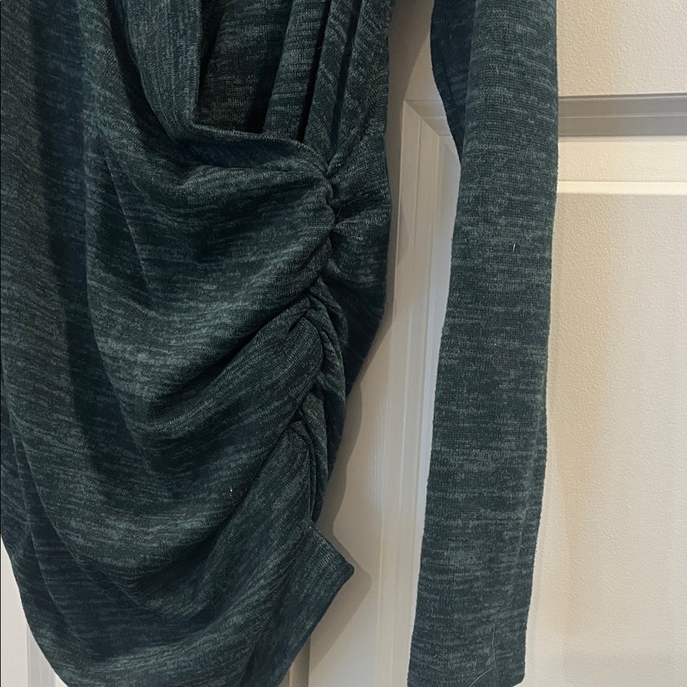 Dark Green Drape Front Expecting/Nursing Top - Picture 3 of 4